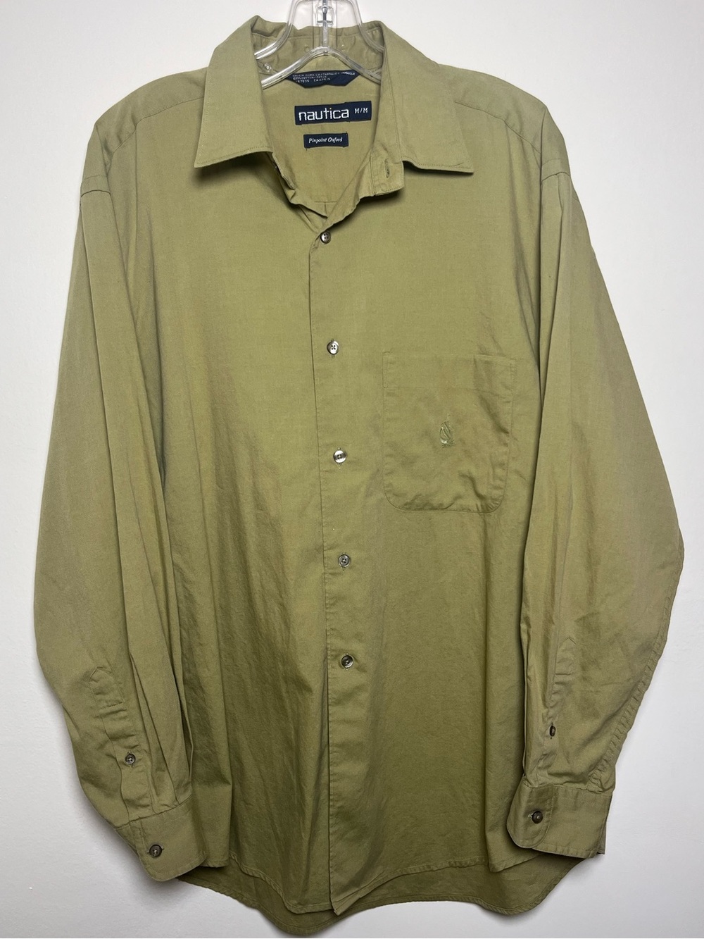 Men's Nautica Olive 100 Cotton Long-Sleeve Button-Down Shirt Size M